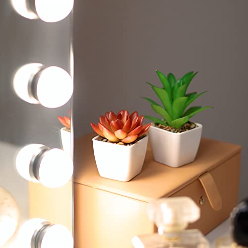 Cqure Set Of 4 Succulents Plants Artificial, Mini Artificial Succulents Desk Plant Fake Plants Aesthetic Succulents In Pots For Bedroom Home Bathroom Office Room Decor #TOP3
