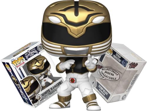 Funko White Ranger - Mighty Morphin Power Rangers The Movie + ToyBop Protector: Retro Pop! TV Vinyl Figure (Bundled with Pro-Deluxe Pop Protector Collector Case Box Gift Set)