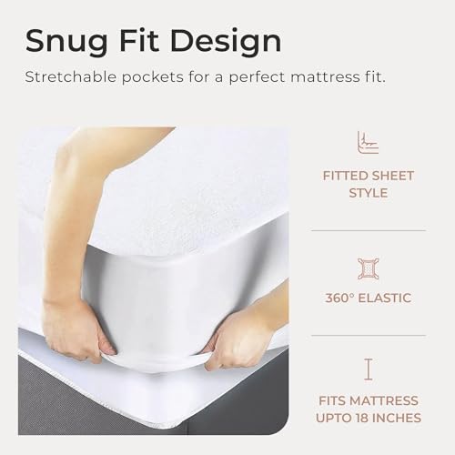 Threadmill Premium Waterproof Mattress Protector for Twin Size Bed- Soft Terry Top, Cooling, Noiseless, Machine Washable, Fitted Mattress Cover with Deep Pockets to Fit 8-20 inch Mattress