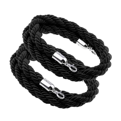 eupdd 2 Pièces Cordon de délimitation Noir: 1,5m Cordes de Barrière Noir, avec Crochet, pour les hôtels, Centre Commercial, Bibliothèque, Musée, Système...