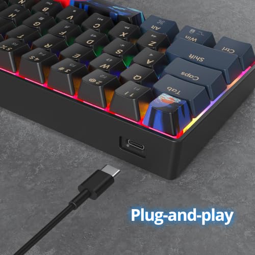 Image of 65% Mini Wired Keyboard Backlit for Office Gaming,68 Samurai B