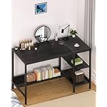 Computer Desk - 47” Gaming Desk, Home Office Desk with Storage, Small Table with Monitor Stand, Storage Space-Savor, Modern Table, Black - Image 4