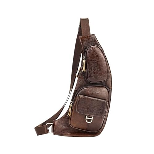 �A�V�����e�B�W�� Men's Versatile Genuine Leather Chest Bag Retro Crossbody Sports Backpack Casual(Style 1)