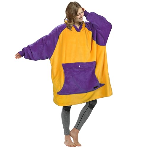 Catalonia Purple and Gold Sports Oversized Hoodie Blanket Sweatshirt Wearable Fleece Pullover for Adults Basketball Fan Gifts for Men Women