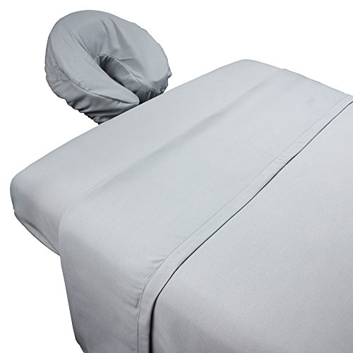 Tranquility Microfiber Massage Sheet Sets by Body Linen - Lightweight, Long-Lasting Microfiber Massage Table Sheet Set - Stain-Resistant, Soft and No Pilling {Mirage Gray}