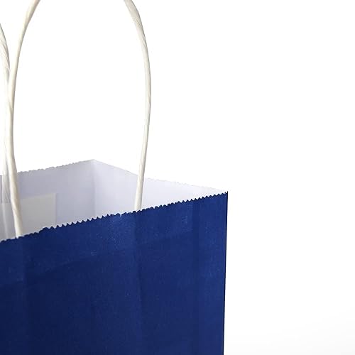 Miniatura 9 de Oikss Cada paquete de 50 bolsas pequeñas de papel kraft azul y morado con asas a granel