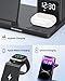 Wireless Charging Station Alarm Clock with 8 Touch Night Lights: 5 in 1 Charger Stand for Apple Devices - Charging Dock for iPhone 17 16 15 14 13 12 Pro Max Plus/Apple Watch/AirPods