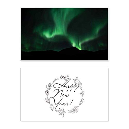Tarjeta conmemorativa Green Night Sky: comparte una bendición de año nuevo