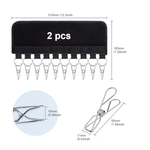 ONEBO 2 Pcs Sock Dryer,Strong Clips with Hanger Hook,Items Holders,Folding Clothes Drying Rack with Windproof Hook,for More Drying Space,for Socks, Underwear, Hats(10 clips)