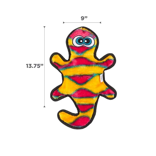 Outward Hound Durablez Medium Gecko Stuffing-Free Squeaky Plush Dog Toy for Puppies & Dogs - Interactive, Soft Yet Tough, No Mess, Jumbo Squeaker, Long-Lasting Play, 13.75 inch, Orange image 6