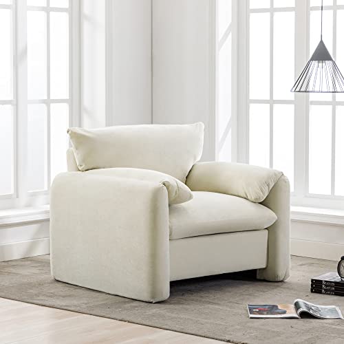 Accent Chair, Modern Style Chenille Oversized Armchair Accent Chair, Single Sofa Lounge Chair 38.6’’ W For Living Room, Bedroom, Cream #TOP3