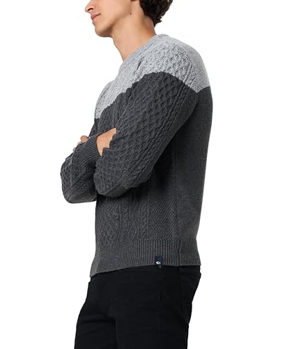 Buffalo David Bitton Men's Crew Neck Colorblock Cable Sweater Super Soft Regular Fit2