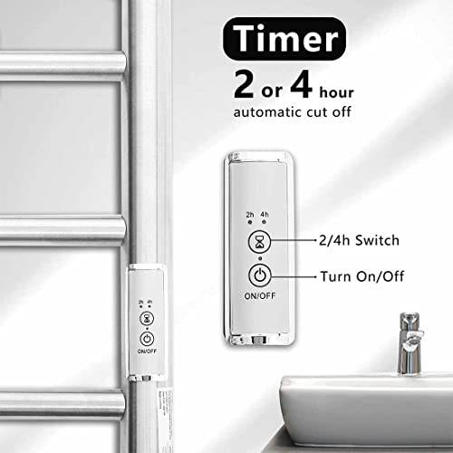 Jxxm Heated Towel Rack, 4-Bar Towel Warmer Rack, Wall Mounted Electric Towel Warmer, Electric Towel Drying Rack With Timer, Stainless Steel Heated Towel Warmer For Bath, Plug-In/Hardwired (Silver) #TOP2