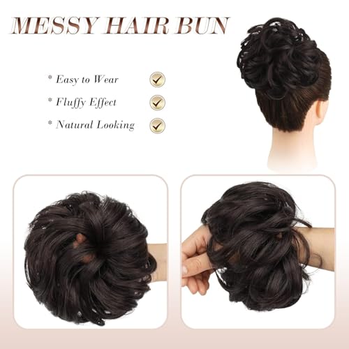 Image of Messy Bun Hair Piece synthetic Hair, Curly Hair Extensions synthetic Hair Scrunchies Hair Bun Hair bun extensions for Women Girls Ponytail curly messy bun