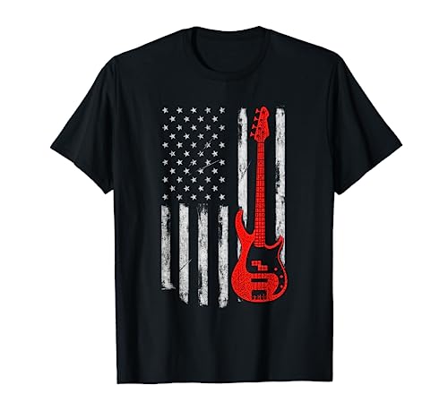 Bassist - USA American Flag Bass Guitar Player Musician T-Shirt
