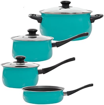New Home Deal 7 Piece Carbon Steel Cookware Set (Aqua)
