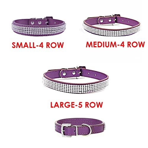 Trimming Shop Pet Collar With Rhinestones For Dogs And Cats - Pu Leather Band With Diamante Crystals Medium Purple #TOP1