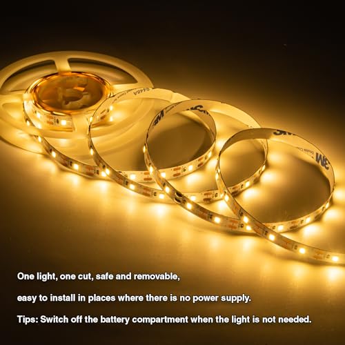Tira LED a batería 6.6 pies luz cálida flexible miniatura 3