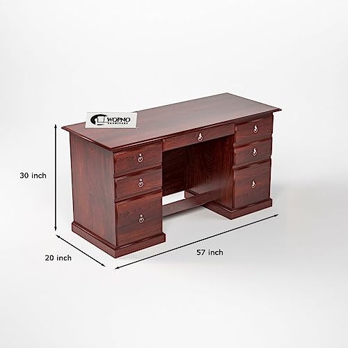 Image of Solid Sheesham Wooden Study Table & Desk with Drawer for Office and Home | Computer Laptop Table | Reading & Writing Desk | Laptop Desk (Mahogany)