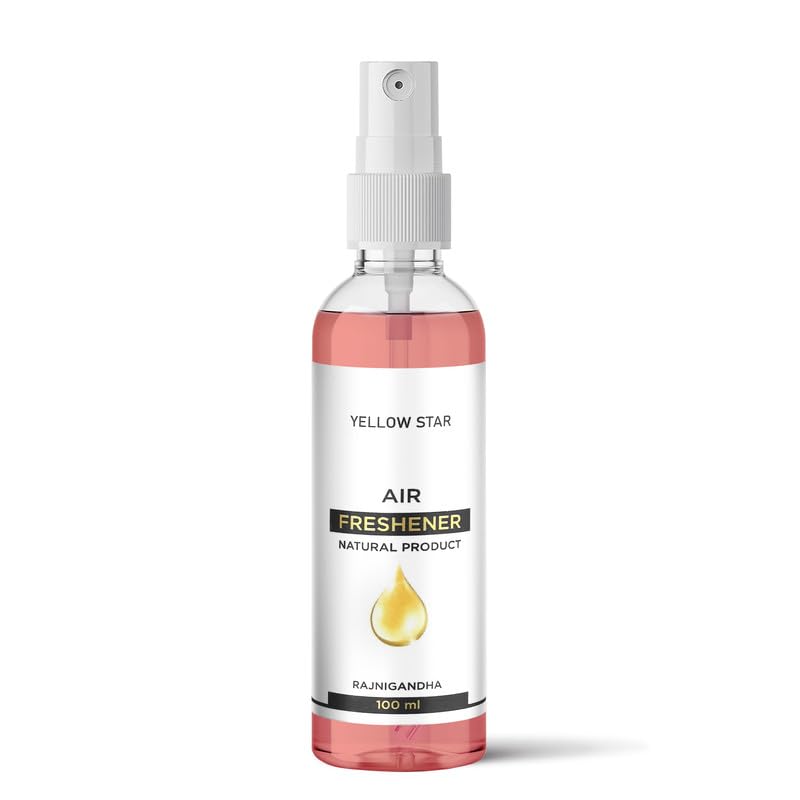 Image of YELLOW STAR Room Air Freshener Spray, Rajnigandha Fragrance (100ml) | Long Lasting Tuberose Floral Room Freshener for Home & Pooja Room | Odour Neutralizer