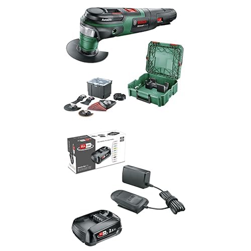 Bosch Multifunktionswerkzeug AdvancedMulti 18 (ohne Akku, 18-Volt-System, Universal-Zubehör-Set, in SystemBox) - Amazon Edition + Bosch 18V Akku und Ladegerät 2.5Ah (18V Starter Set, POWER FOR ALL)