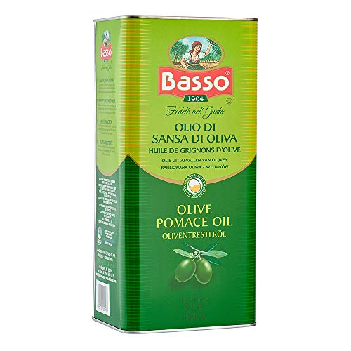 Image of Basso 1904 Pomace Olive Oil For Cooking,5L Packed In Italy, With Goodness Of 15% Extra Virgin Olive Oil Olive Oil For All Types Of Indian Cooking (Pack of 3)