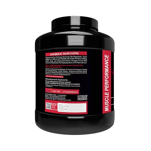 Image of Anabolic Mass Gainer, 2.5kg irish Chocolate | High Protein High Carbs, Added Vitamins, Probiotics & Enzymes, 40g Protein, 1164 Calories, 3g Creatine