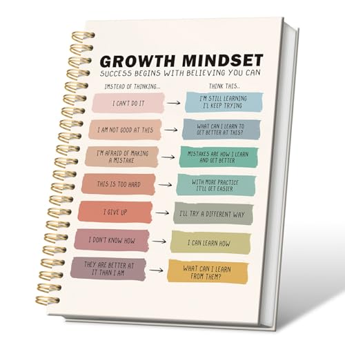 VONTP Growth Mindset Spiral Notebook,Positive Affirmations Lined Notebook Hardcover,College Ruled Notebook Journal for Writing,Challenging Negative Thoughts,Positive Gifts for Kids Student,5.5x8.3
