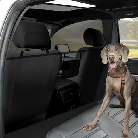 Mixsuper Dog Car Barrier, 51.2" Wide, Vehicle Pet Barrier for Sedans, Back Seat Mesh Escape-Proof Dog Car Divider Net One-Piece Design Cover
