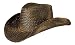 Vintage Style Unisex Cowboy Hat - Distressed Black Beaded Straw With Shapeable Brim