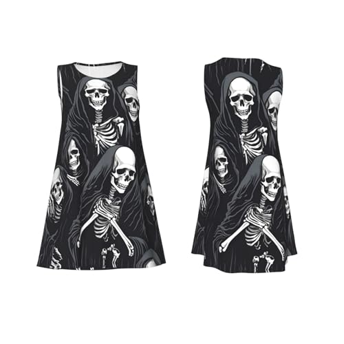 Robe d'été sans manches imprimé squelette pour plage et soirée décontractée - 5