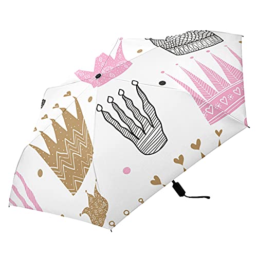 Parapluie pliable résistant au vent compact rose doré chic