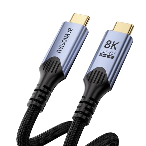 Image of USB C Data Cable 40Gbps, Short USB c to USB c Cable Braided,USB 4 Cable for Thunderbolt 4 [1FT /0.3M], 240W Fast Charging, USBC Monitor Cord 8K /4K Video Display