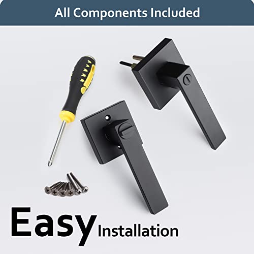 6 Pack Heavy Duty Privacy Door Lever Door Lock Sets Matte Black Keyless Door Knobs Bedroom/Bathroom/Interior Doors Left/Right Handed Door Handle #TOP7