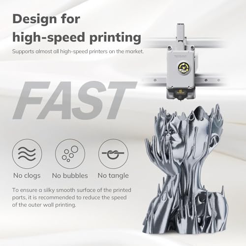 Image of AMOLEN Silk PLA Filament 1.75mm 3D Printer filaments, Shiny Silver Grey Filament for 3D Printing, 1kg(2.2lbs) Spool, Compatible with Most FDM Printer(Silk Silver Grey)
