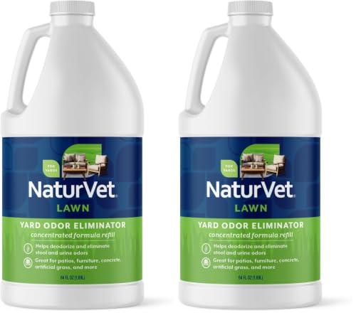 Image of NaturVet - Yard Odor Eliminator - Eliminate Stool and Urine Odors from Lawn and Yard - Designed for Use on Grass, Plants, Patios, Gravel, Concrete & More - 64 oz Refill (Pack of 2)