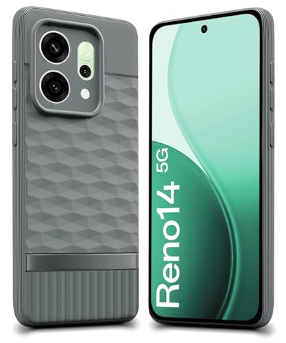 Image of WOW IMAGINE Silicone Back Cover for Oppo Reno 14 5G with Hexa Cube Design (Olive Green)