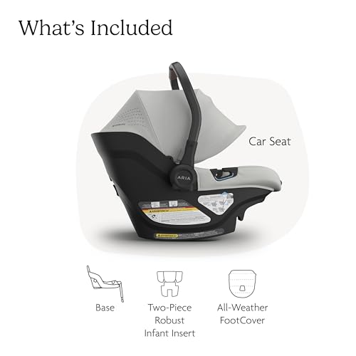 Image of UPPAbaby Aria V2 Lightweight Infant Car Seat - Load Leg + Anti-Rebound Panel - Infant Insert + All-Weather FootCover Included - Direct Stroller Attachment - Savannah (Pearl Grey Melange)
