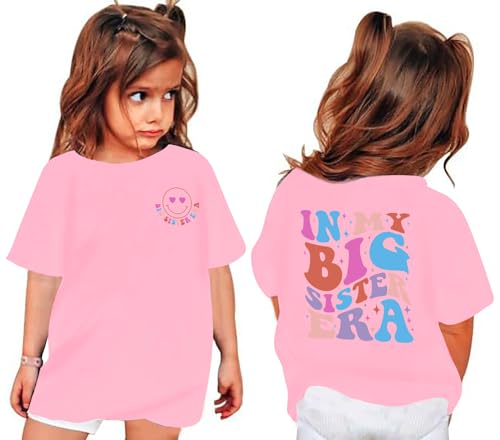 Image of Toddler Big Sister Shirts in My Big Sister Era Girl Graphic T-Shirt Casual Toddler Infant Girls Outfits