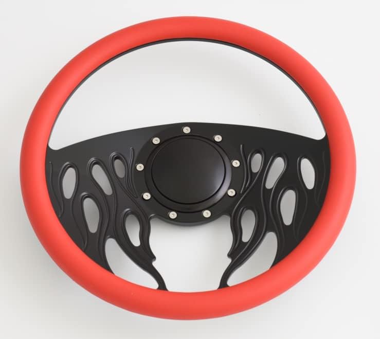 Flashpower 14'' Billet Half Wrap 9 Bolts Steering Wheel with 2'' Dish and Horn Button(Black)