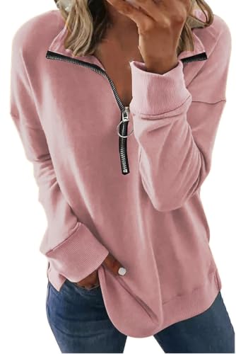 Image of NEYOUQE Womens Fall Winter Fashion Sweatshirts Quarter Zip up pullover Polo sweatshirt women casual trendy crewneck tops