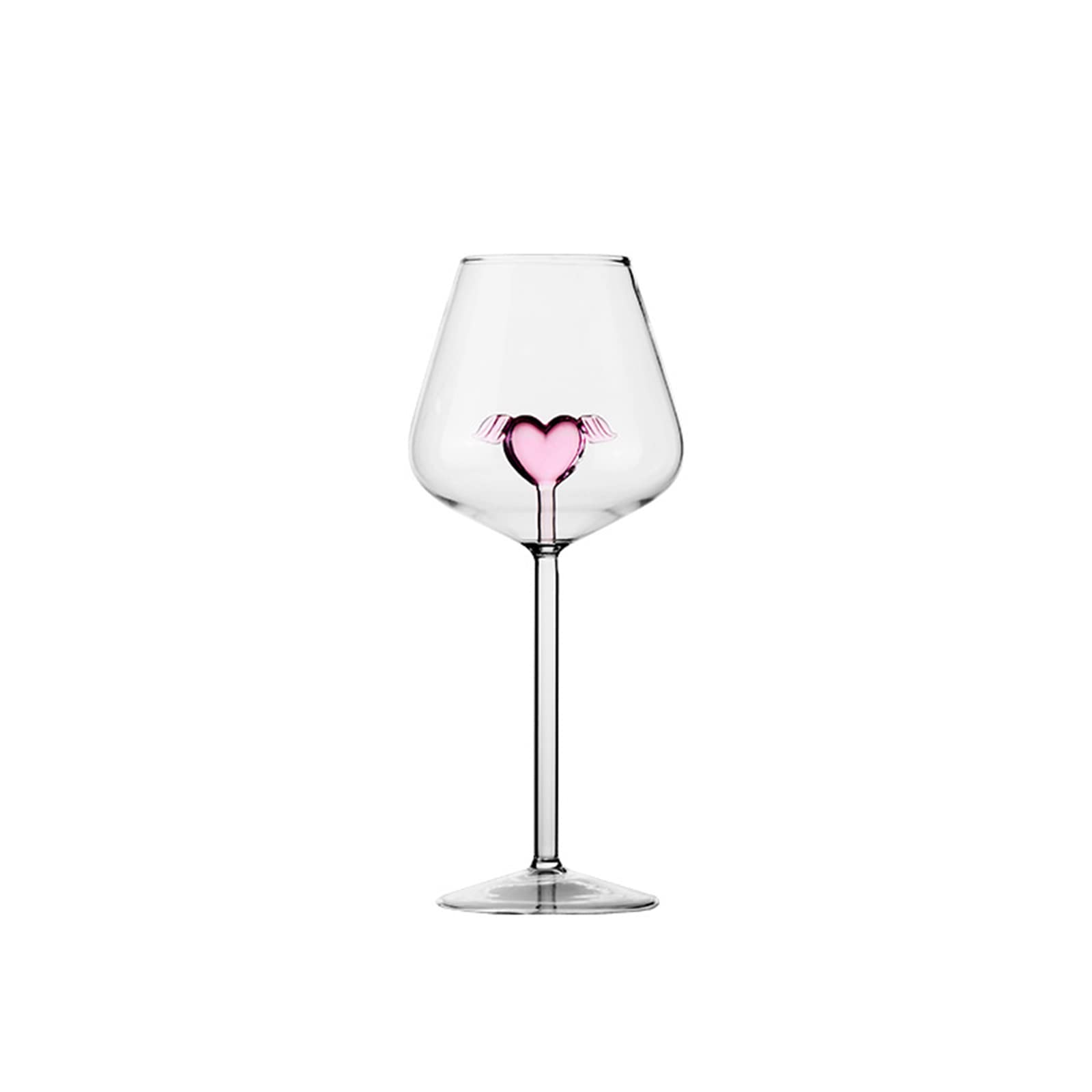 Pink Love Glass Goblet, Romantic Heart Shaped Crystal Red Wine Glasses, Creative Cocktail Drinking Glasses Elegant for Wedding and Valentine's Day Parties(500ml)