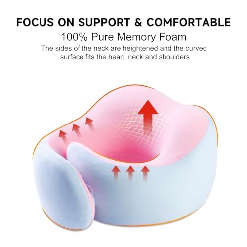 Mrsdry Travel Pillow, 360° Wrapped Travel Neck Pillow, 100% Pure Memory Foam Neck Pillow, Airplane Neck Pillows, Perfect Support, Soft and Breathable Pillows, Travel Accessories with Portable Bag - Image 3
