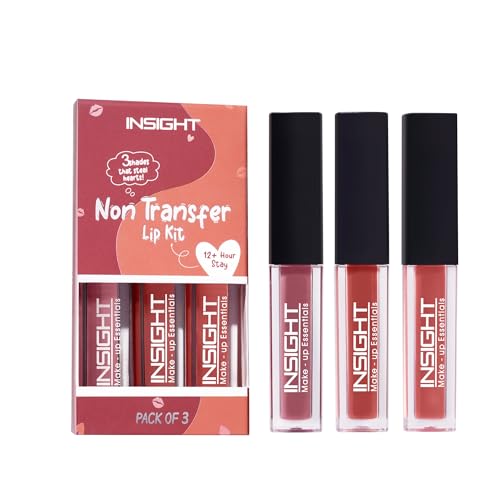 INSIGHT Non Transfer Liquid Lipstick Kit – Nudes (Pack of 3) | Waterproof | Matte Finish | Transfer & Smudge Proof | Lightweight | 12 Hr Wear| Highly Pigmented 12 g