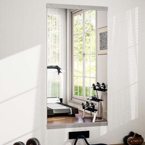 BRAUTYPEAK Wandspiegel 152x83 cm Standspiegel Groß für Home Gym Wand HD Fitness Spiegel ohne Verzerrung Rahmenlos Bruchsicheres Glas Trainingsspiegel für Schlafzimmer Wohnzimmer Workout