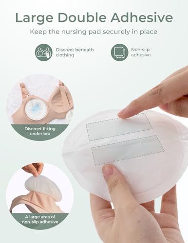 image for Momcozy Bamboo Disposable Nursing Pads, Advanced Blue Core for Ultra-A