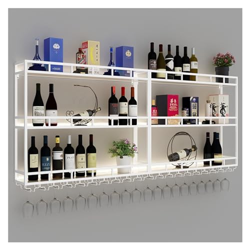 LWDXMYKW Estante para licores con luz LED, Expositor metálico de 3 Capas, Soporte para Vino invertido, Soporte para Botellas de Vino, Soporte rústico para Botellas, para hogar, Restaurante, Bar, Esta