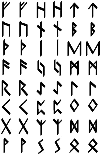 Samunshi® Lot d'autocollants pour voiture et moto avec runes Elder Futhark en 9 tailles et 25 couleurs (13 x 20 cm) Noir