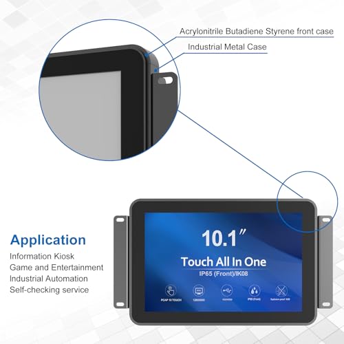 Image of 10.1 Inch 1000 Nits Sunlight Readable Multi Touch PCAP Open Frame Touch Screen Monitor, Industrial LCD Display with 1280x800 Black