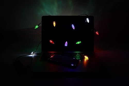 Miniatura 6 de Cable de carga de teléfono con luz LED de Navidad, cable de carga USB y bombilla de 50 pulgadas, 10 bombillas LED multicolor compatibles con